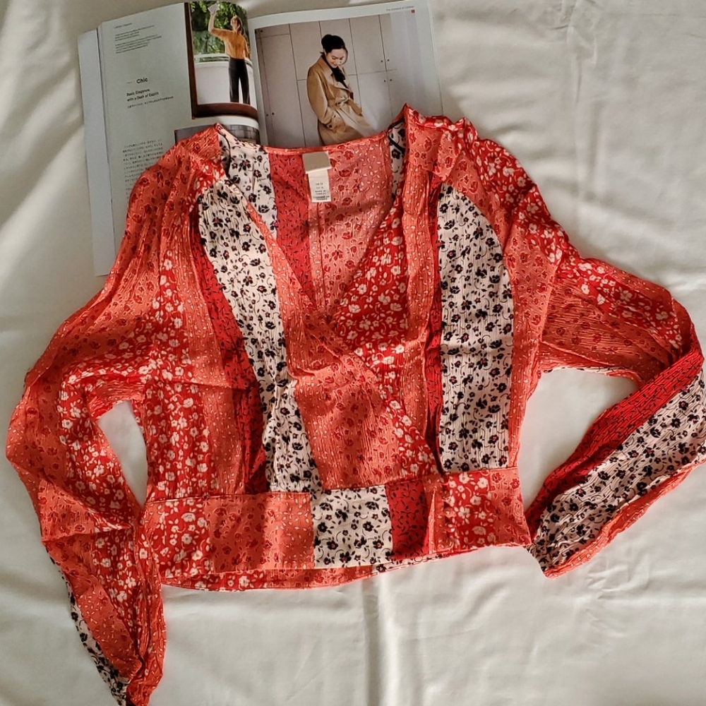 H&M Premium Quality Wrap- front Long Sleeve Blouse